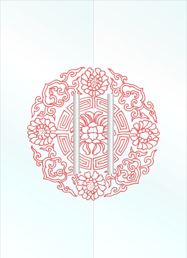 移动门 玻璃 图案 镂空 雕刻 圆形 矢量 牡丹 移门图案