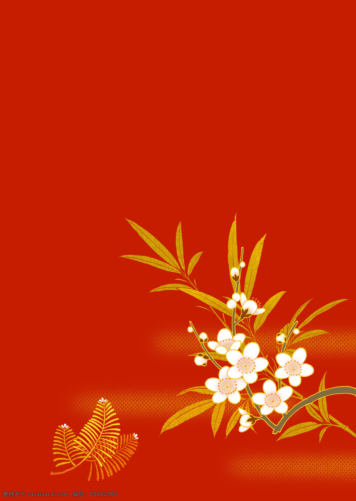 日本 风格 中 色彩 松 竹 梅 红色背景 适用 庆祝 宴会 花纹 底纹边框 背景底纹 设计图库