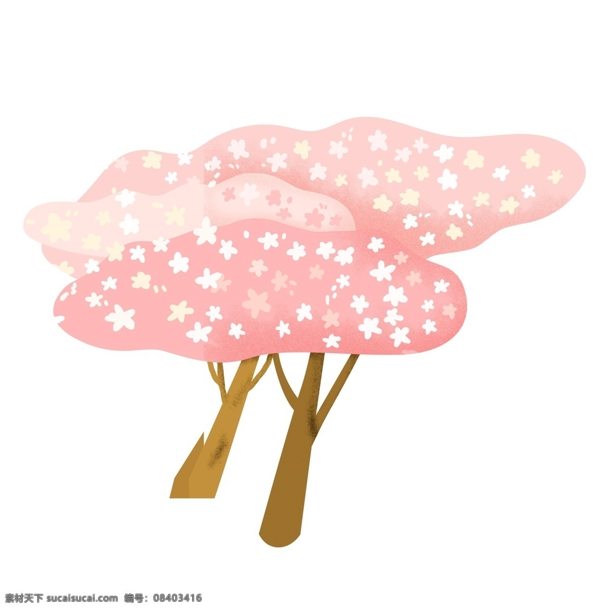 手绘 粉色 树枝 卡通 透明 树木 小树 水彩 浪漫 唯美 清雅 装饰图案