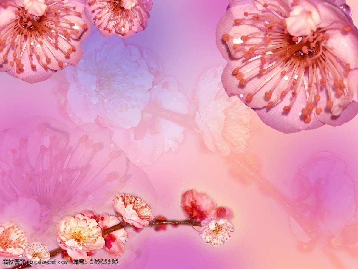 粉红色 广告设计模板 花朵 花卉 花枝 梦幻 梦幻背景 桃花 春意 浓浓 移门 图案 春意浓浓 移门图案 源文件 家居装饰素材