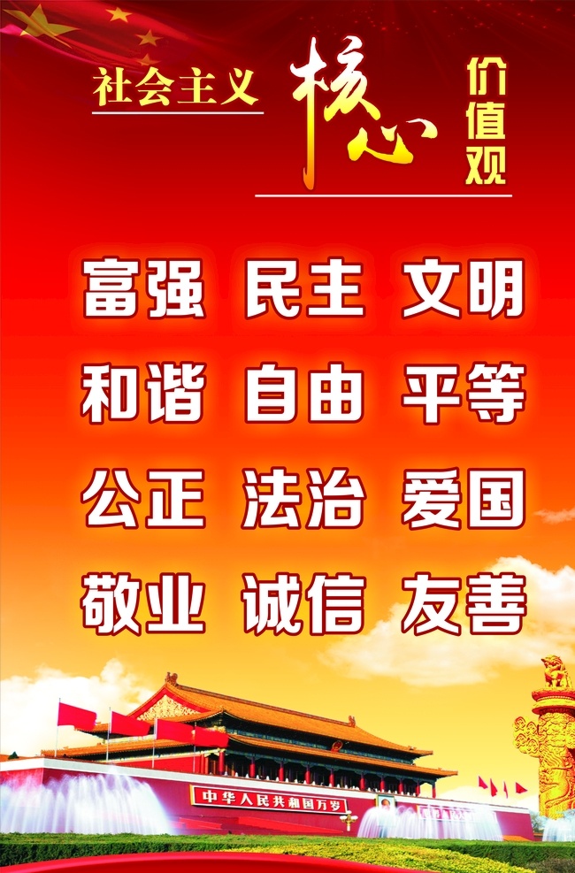 社会主义 核心价值观 价值观 党建展板 展板模板