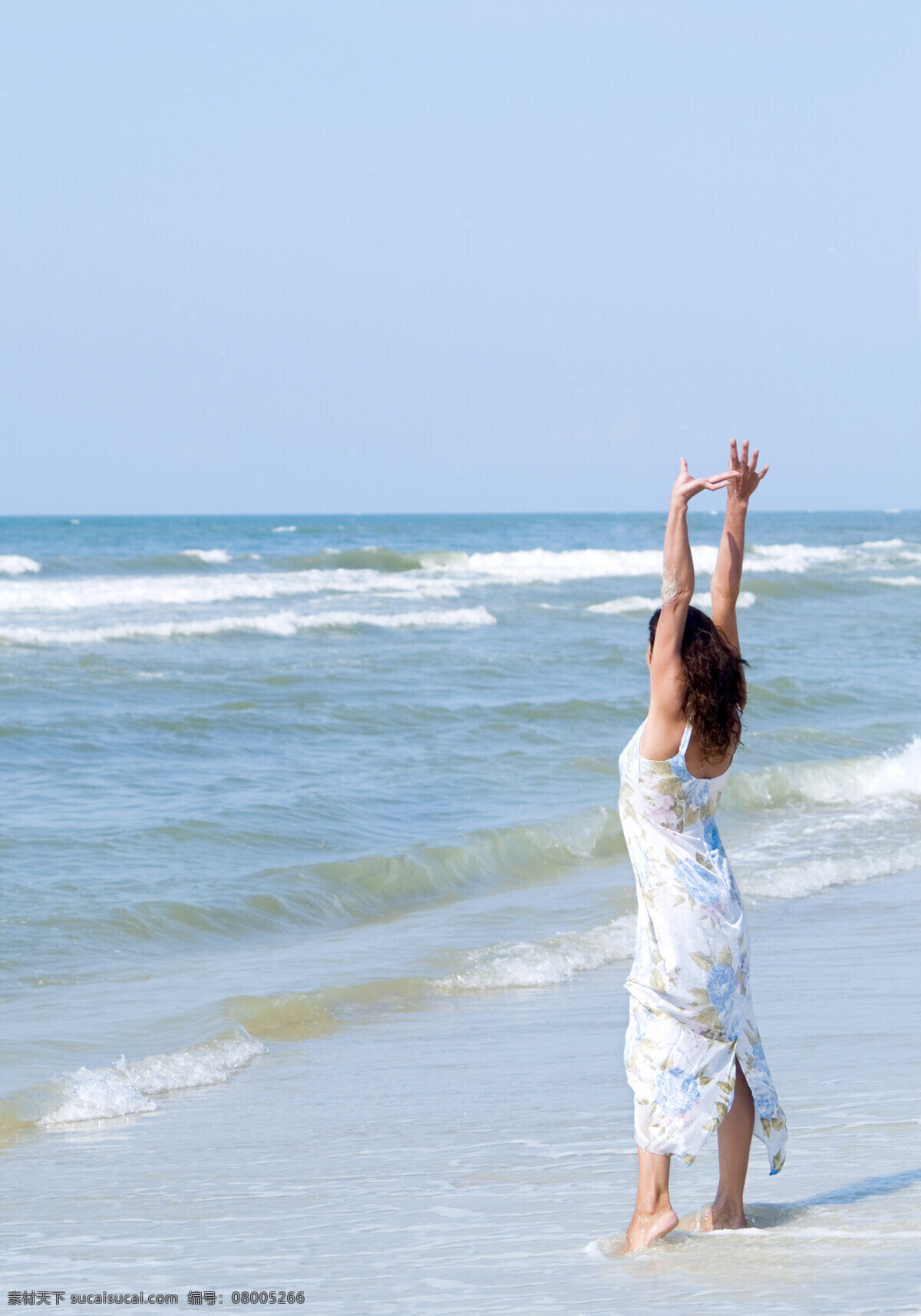 海洋 海滩 女人 灰色