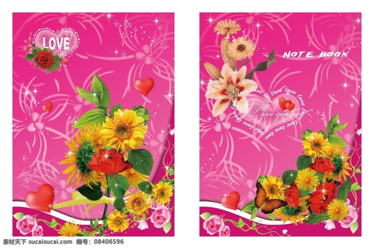 笔记本 封面 广告设计模板 蝴蝶 花 画册设计 源文件 模板下载 左翻笔记本 其他画册封面
