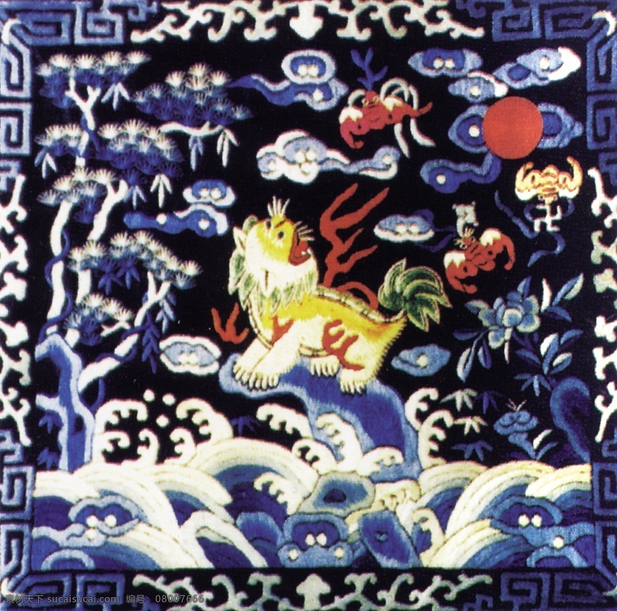 绣花免费下载 分层 源文件 古画 花朵 民间艺术 绣花 绣龙 艺术 中国 传统 元素 整合 中华刺绣 文化艺术