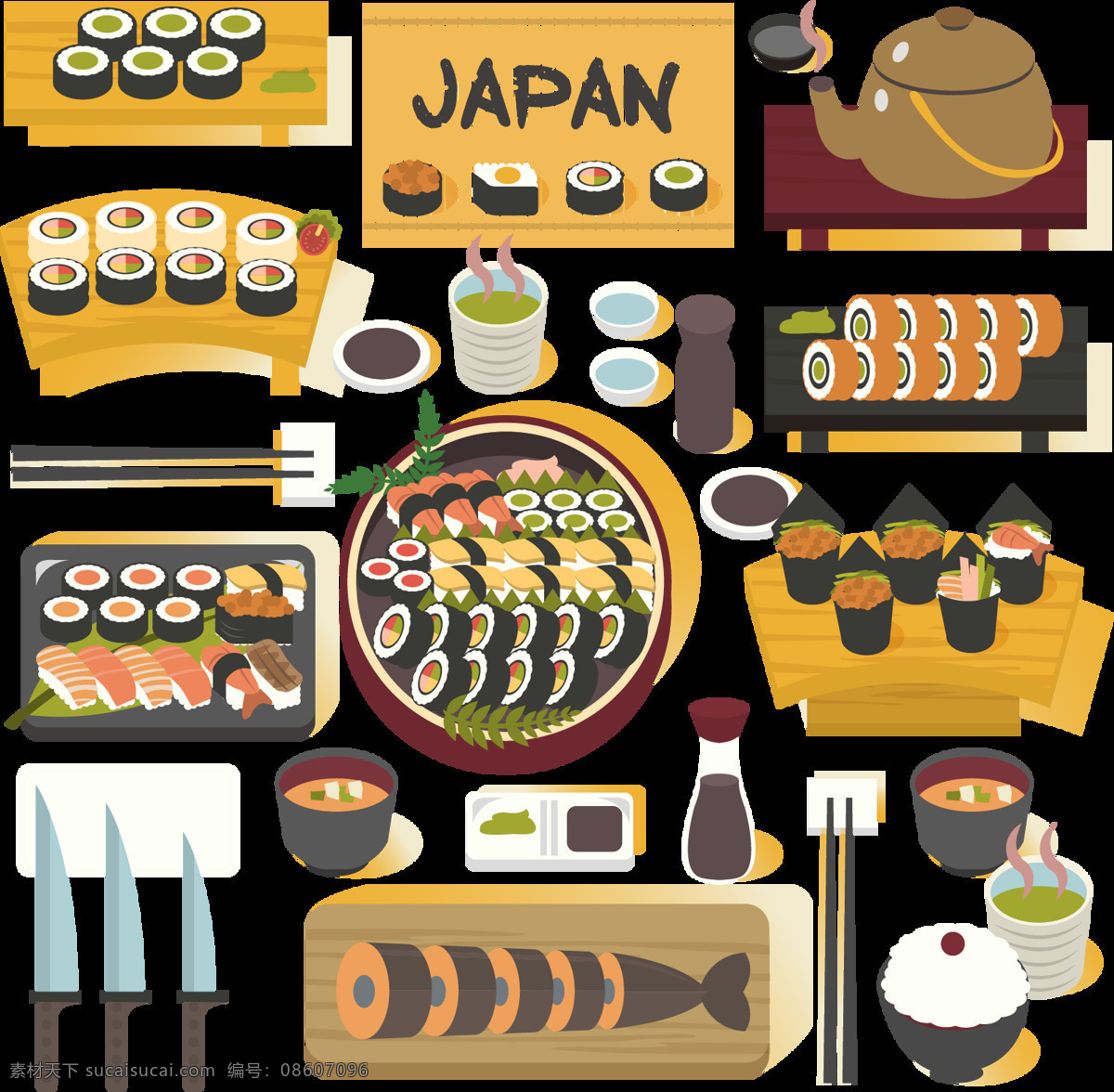 清新 手绘 寿司 日本旅游 装饰 元素 和食 日本料理 寿司海报素材 寿司展架