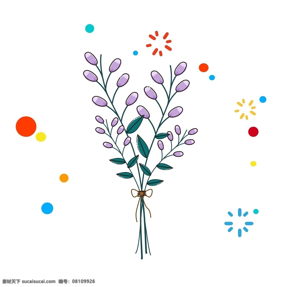 mbe 紫色 花束 卡通 手绘 花卉 植物 花朵 可爱 矢量