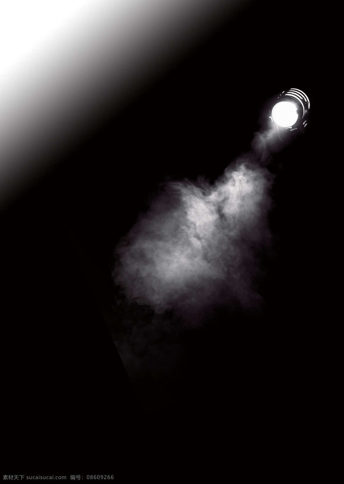 黑色 灯光 烟雾 创意 背景 图片选择 单侧 黑白映照