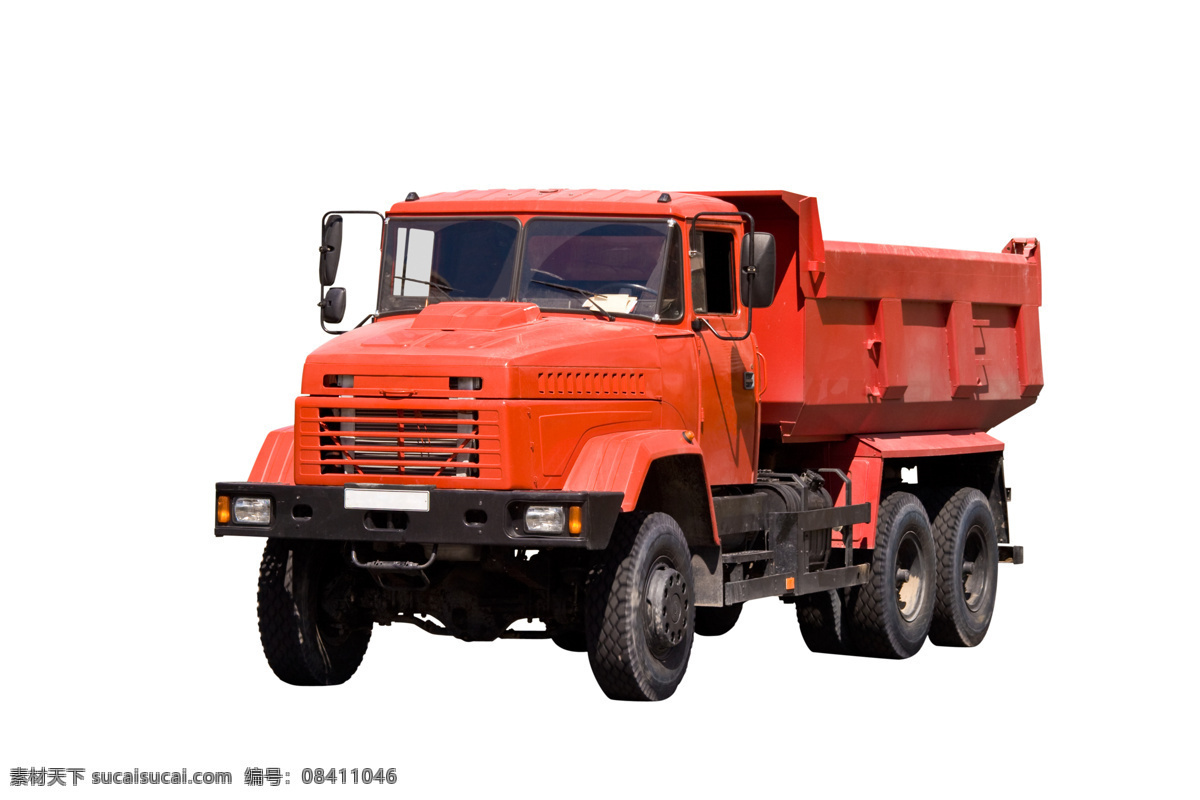 工程卡车 卡车 白底 大车 红色 建筑 现代科技 交通工具