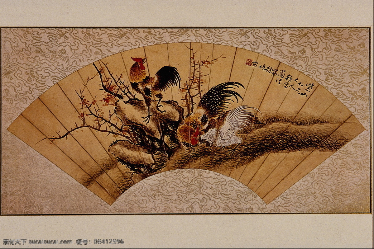 花鸟画 扇面 中国 古 藏 中国古藏 设计素材 扇面名画 古典藏画 书画美术 棕色