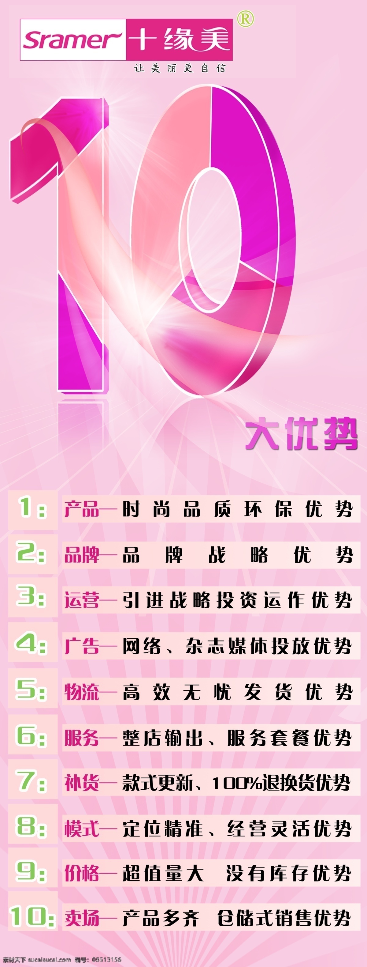 粉色 大 优势 易拉宝 立体字 粉色剔透 淡粉背景 10大优势 分层 源文件