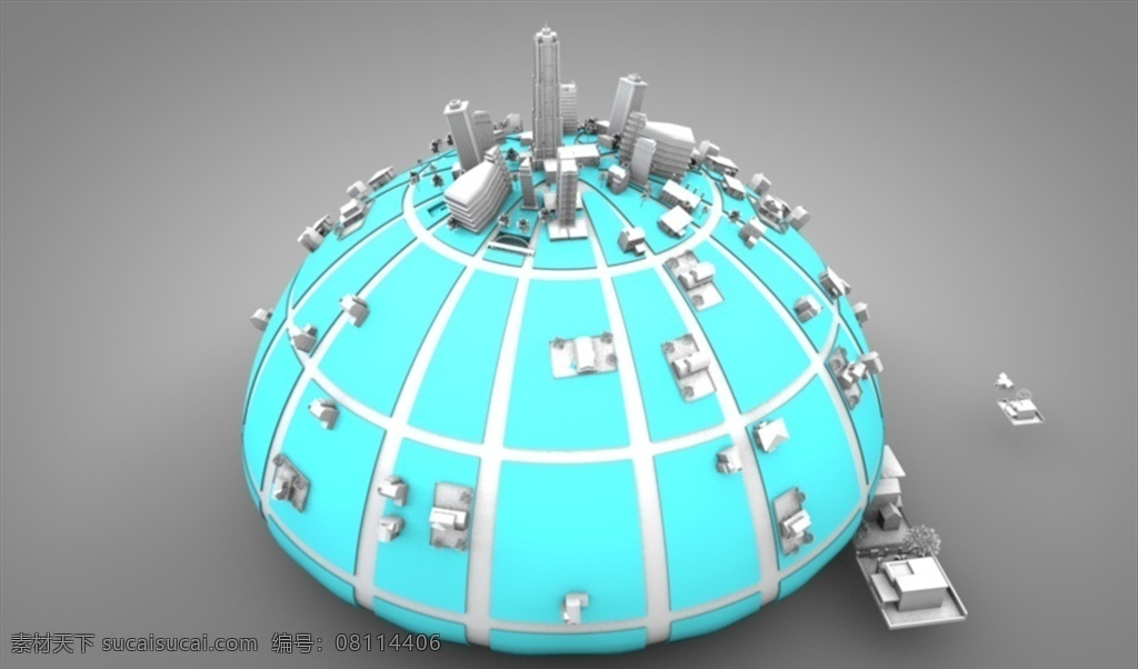 c4d 模型 地球村 动画 工程 像素 简约 渲染 c4d模型 3d设计 其他模型