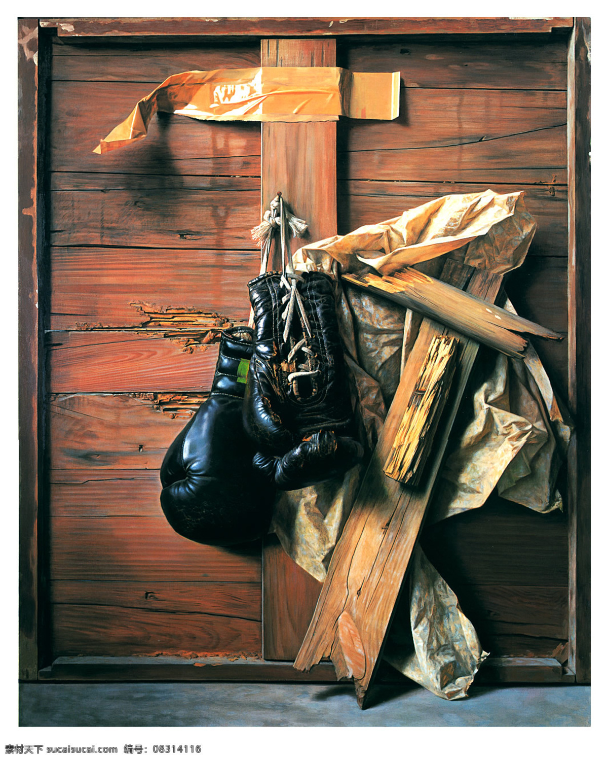 木板 上 拳套 抽象油画 绘画书法 设计图库 文化艺术 现代油画 油画 木板上的拳套 抽象派油画 事物油画 家居装饰素材