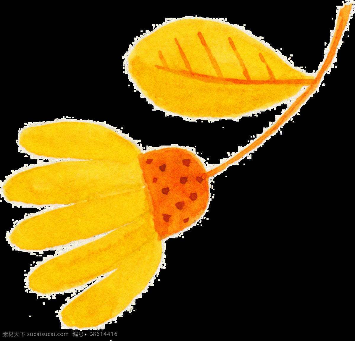 橙黄 花蕾 卡通 透明 花束 黄色 透明素材 免扣素材 装饰图案