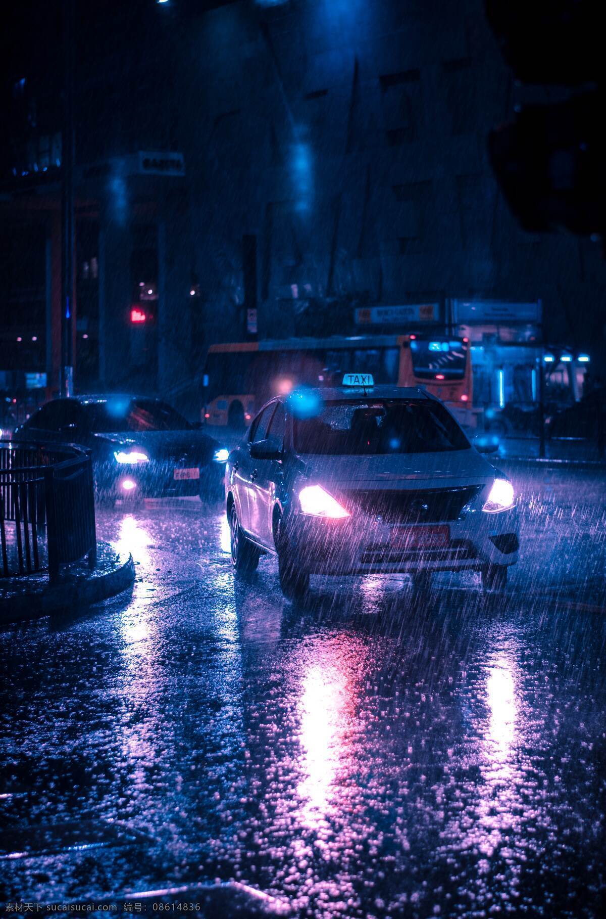 雨夜 夜晚 下雨 汽车 风景 背景 雨中的汽车 生活百科