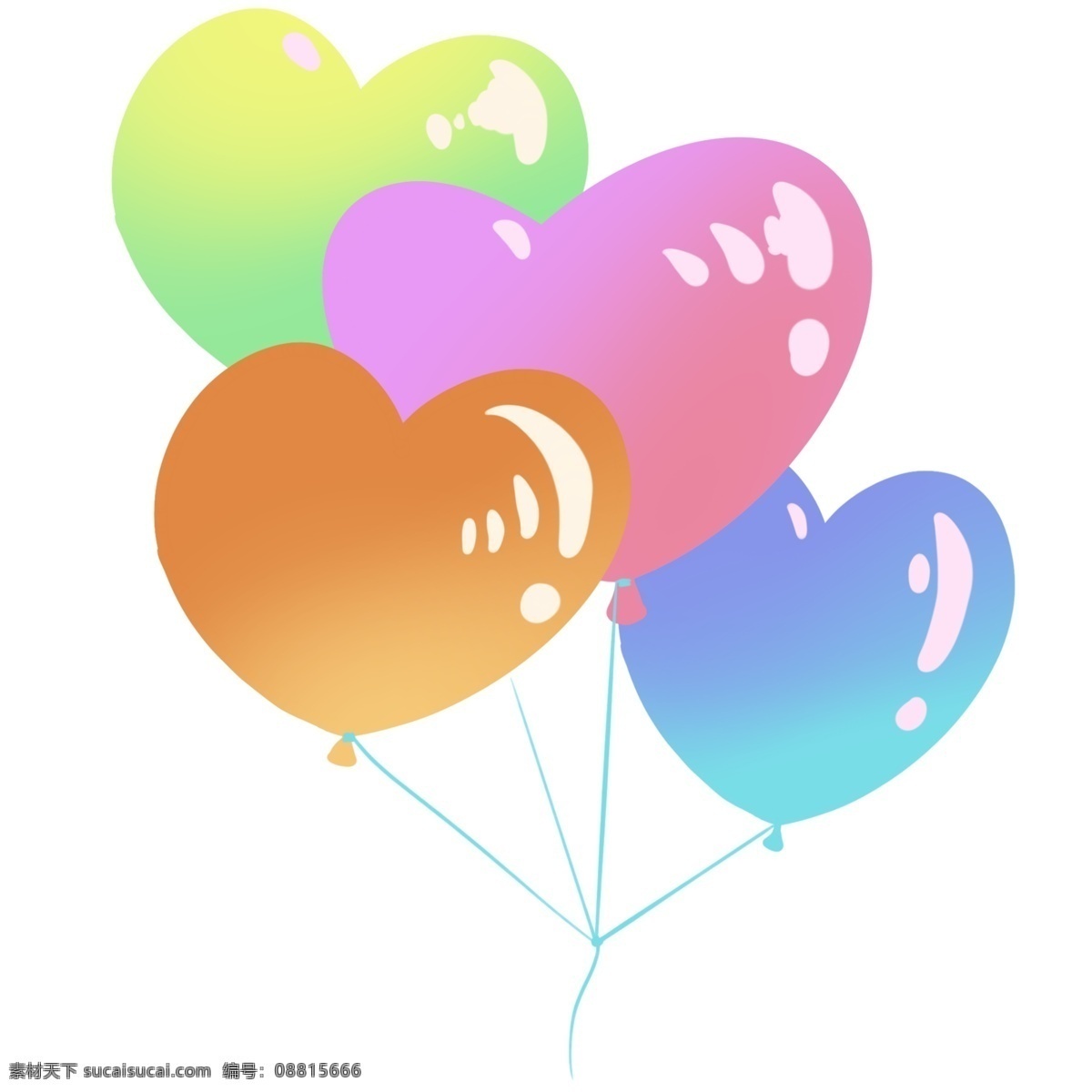 飘荡 心形 气球 插画 心形的气球 卡通插画 心形插画 心形产品 心形物品 心形小物 漂亮的气球