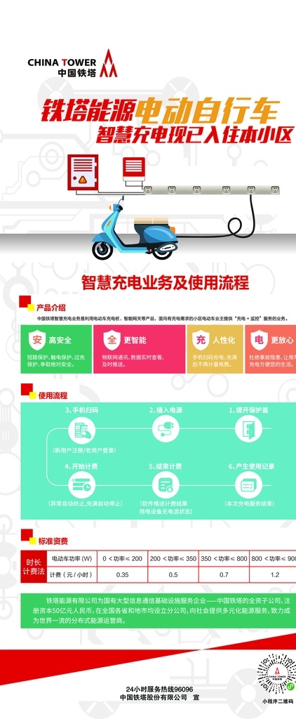 铁塔 充电 易拉宝 铁塔公司 铁塔能源 智慧充电 标准资费 使用流程 展架 分层