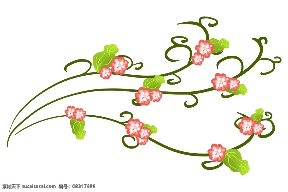 红色 花朵 花 藤 插画 红色小花 植物 绿叶 藤蔓 红花花藤 花藤 红色花朵花藤 花藤插画 漂亮花朵