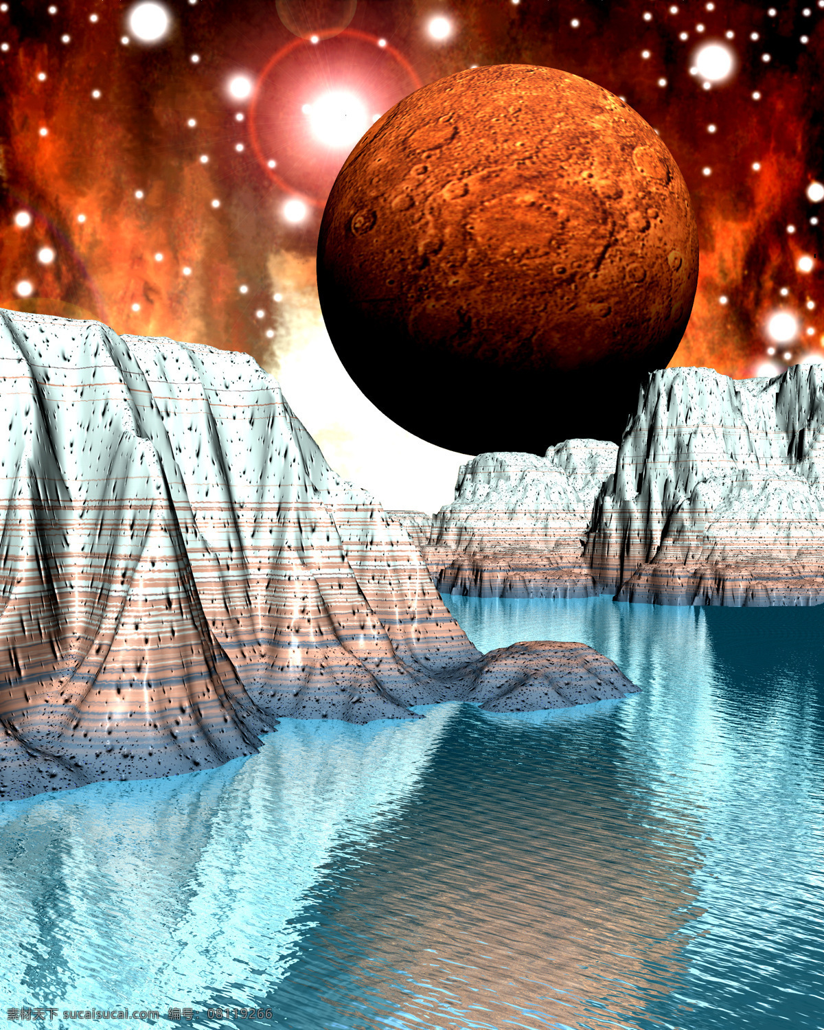 月球 高清 河 行星 太阳光 3d 远古 3d设计