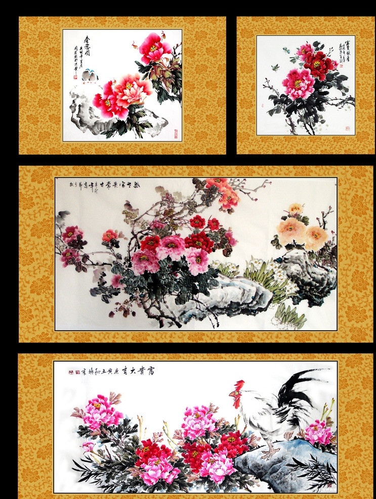 国画牡丹 写意 牡丹 中国画 卷轴 花开富贵 其他模版 广告设计模板 源文件