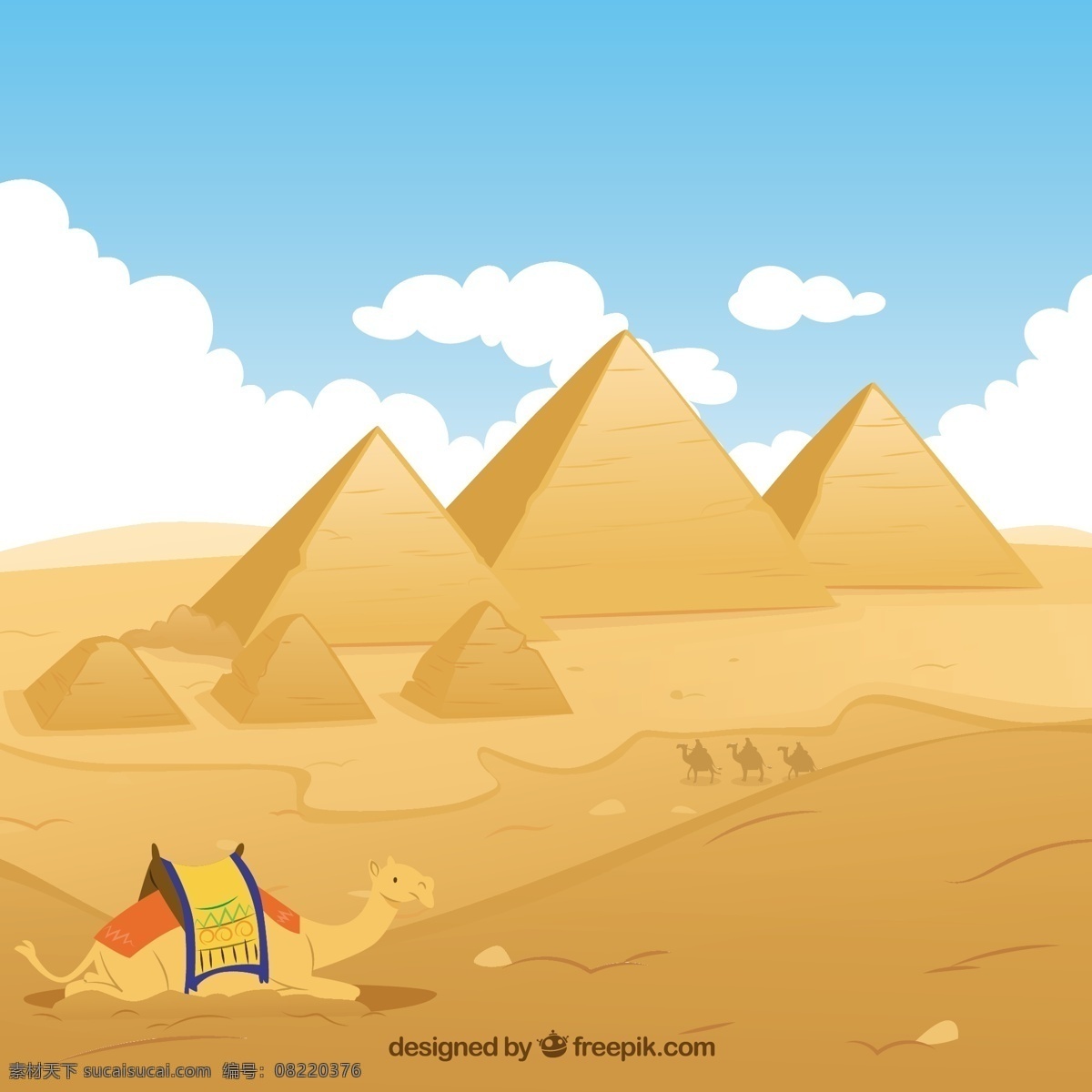 埃及 金字塔 插图 自然 动物 景观 沙漠 沙地 文化 上帝 骆驼 古代 绿洲 狮身人面像 青色 天蓝色