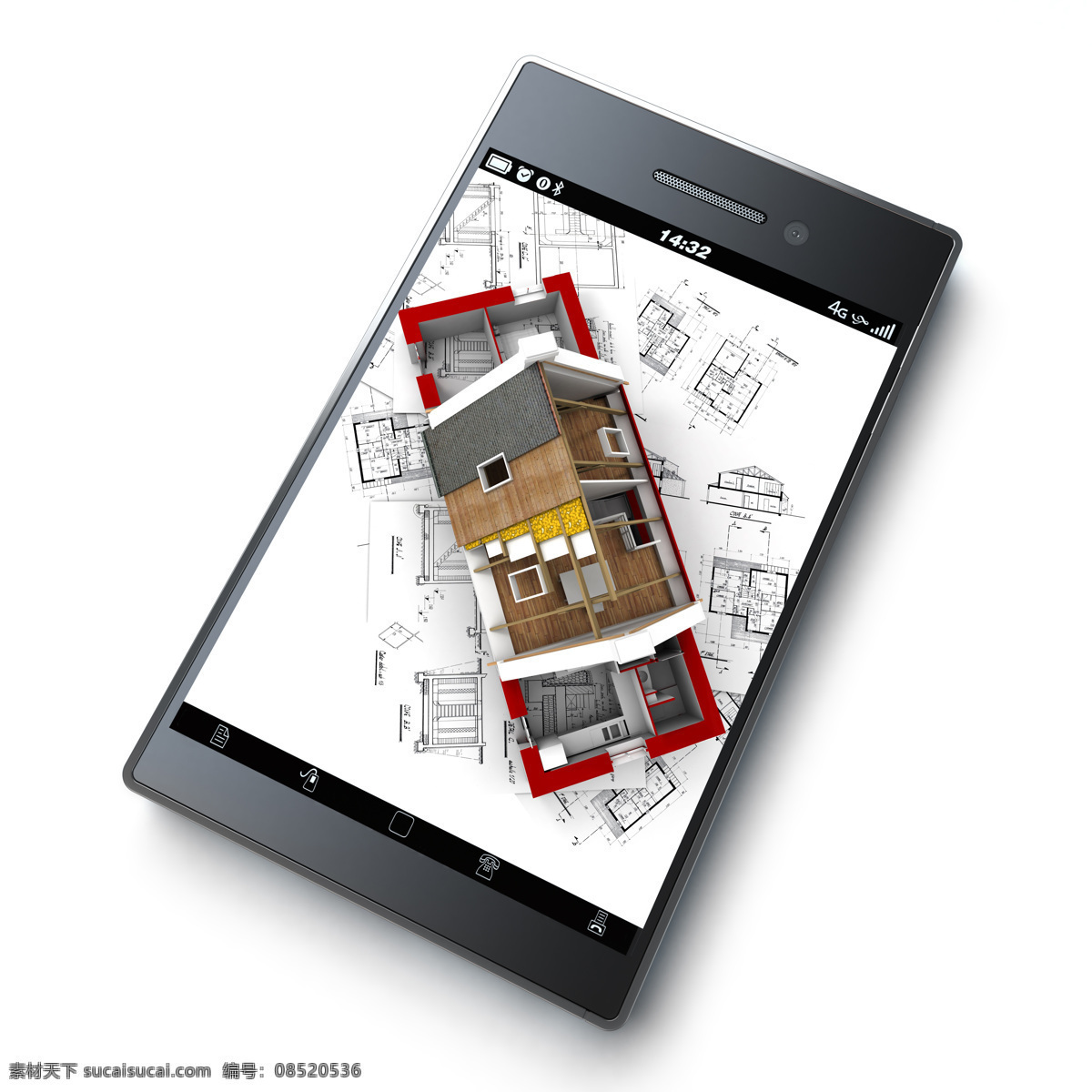 手机 中 立体 房屋 设计图 图纸 科技 手机图片 现代科技