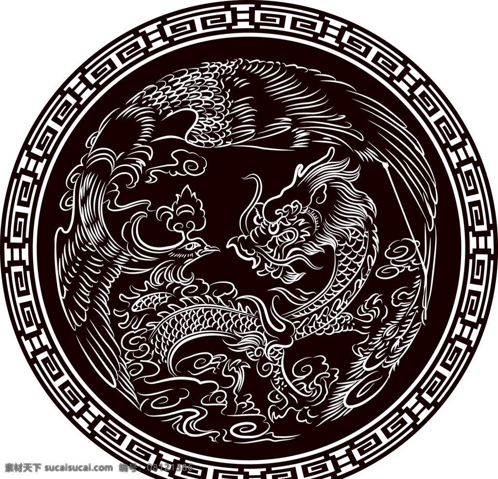 龙凤 龙 凤 吉祥 传统 文化 分层