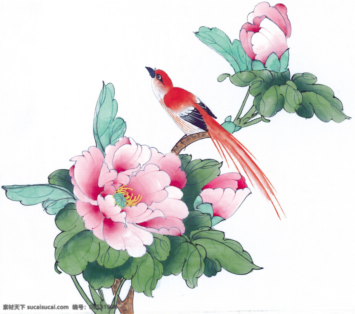 中式 花鸟 工笔画 花朵 花卉 花草 鸟 中国风 中式工笔画 文化艺术 绘画书法