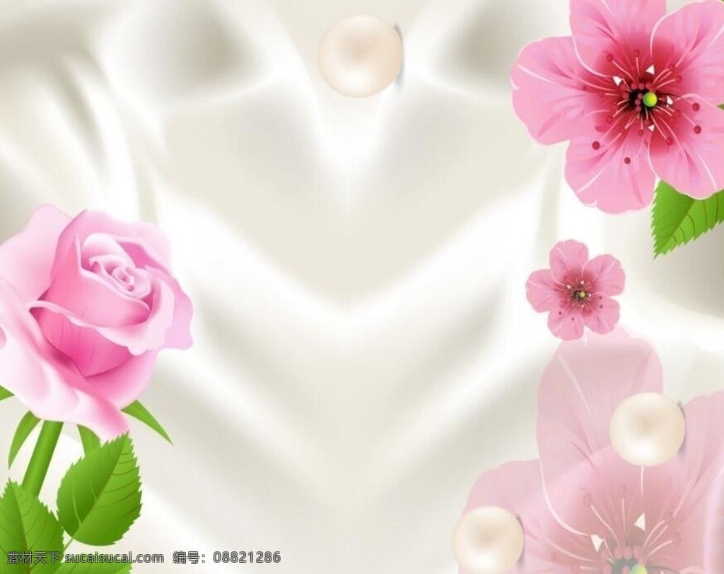 花朵珍珠丝绸 玫瑰 花瓣 花朵 珍珠 丝绸 背景墙 背景墙移门 环境设计 其他设计