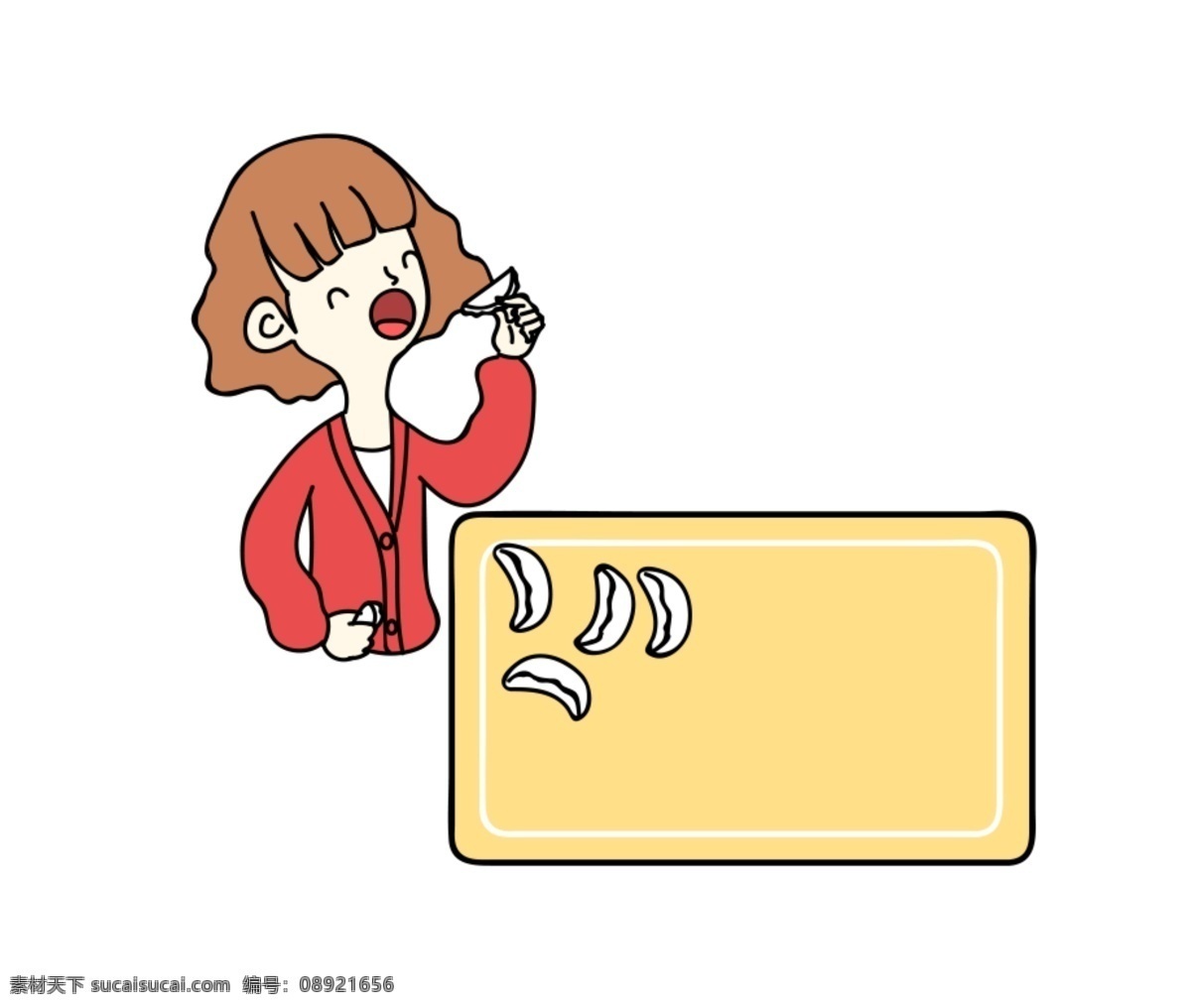 孟菲斯 波普 创意 新年 饺子 边框 创意新年边框 美味 漂亮 小女孩 手绘边框 边框装饰
