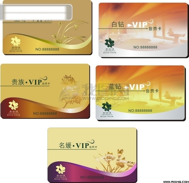 vip 卡 vip卡 金卡 银卡 钻石卡 普通卡 矢量图