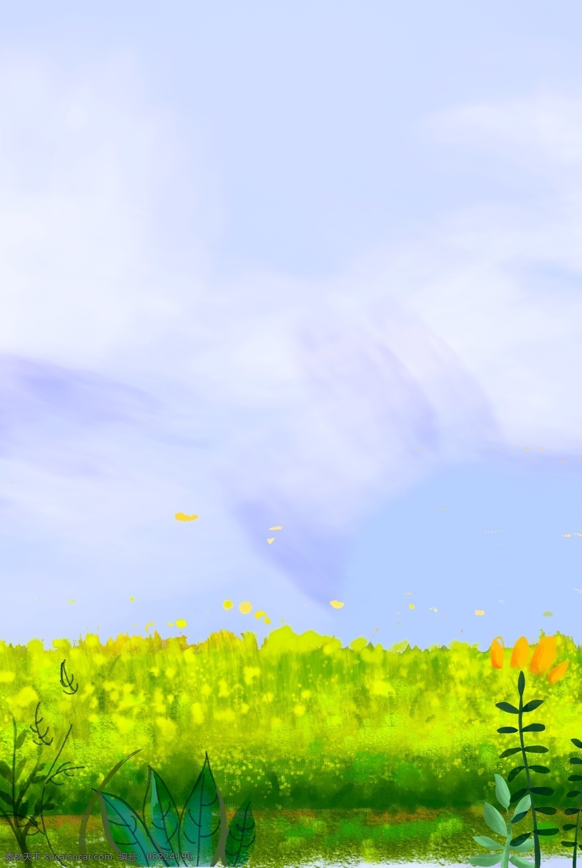 惊蛰 绿色 草地 分层 banner 二十四节气 春天 手绘 农历节气 花朵 创意合成