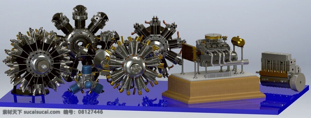 一些 内燃机 桌子 上 发动机 modellmotor 测控 sternmotor 径向 3d模型素材 建筑模型