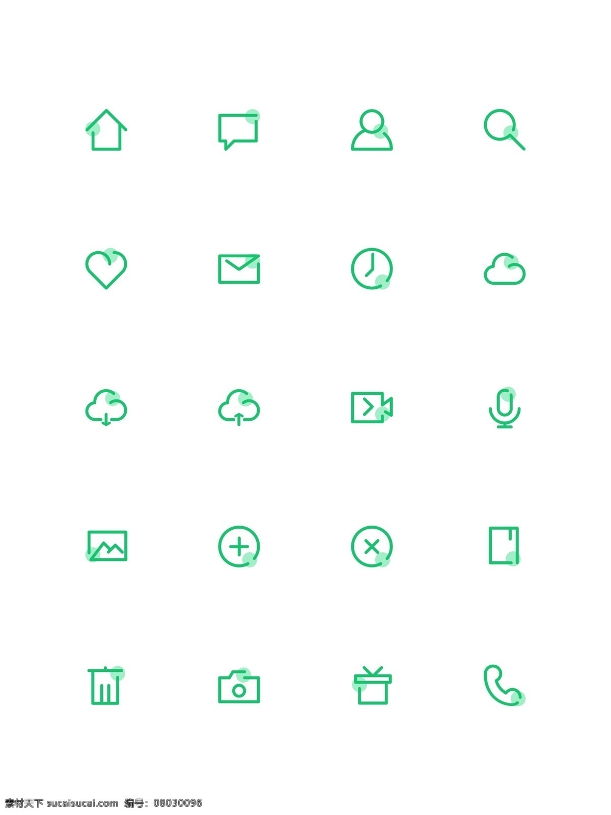 绿色 清新 线性 线条 常用 app 图标 icon ui 手机图标 简约 电话 ui图标 线性图标 网页图标 主页图标 个人中心