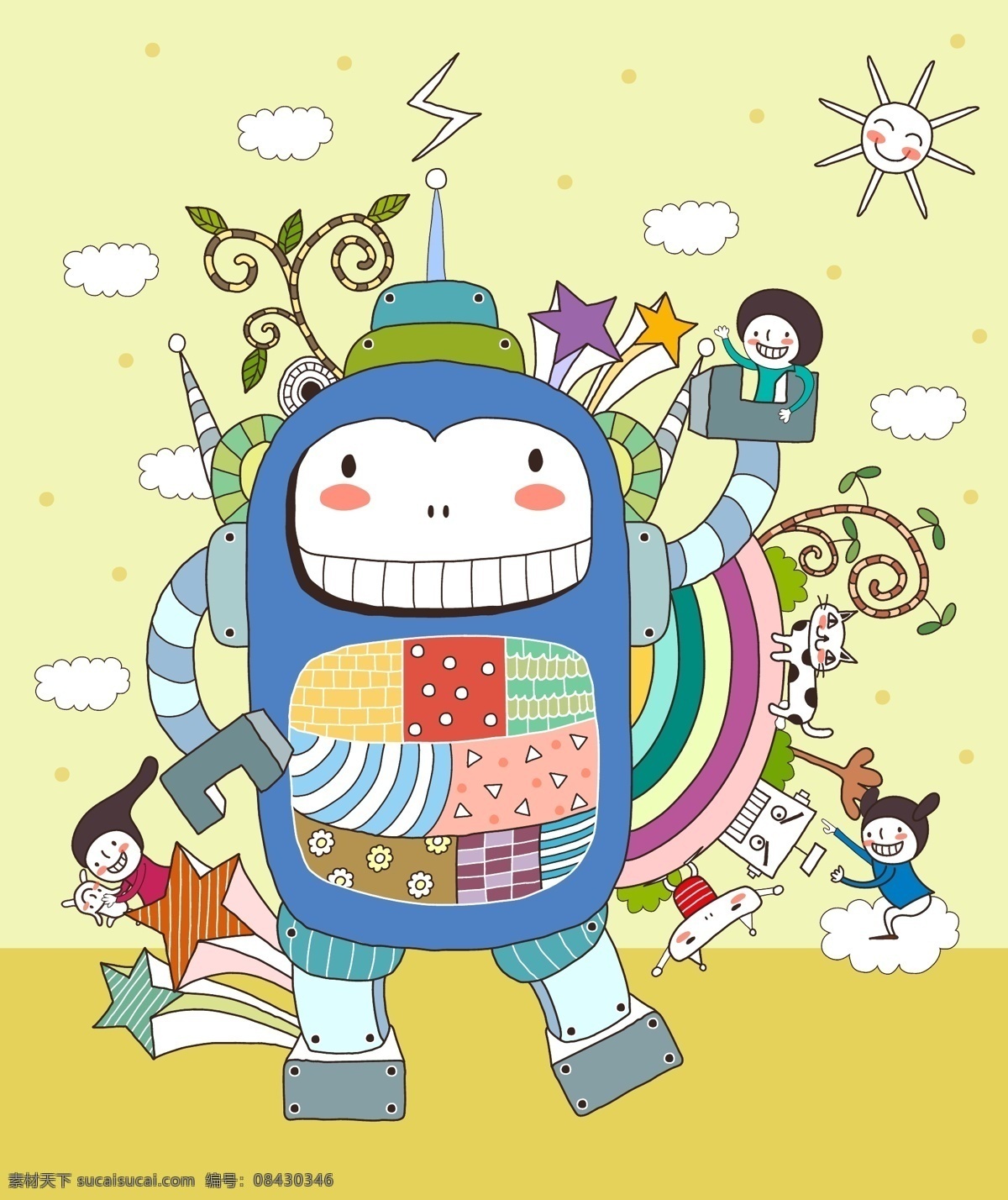 机器人 外星人 宇宙人 机器人玩具 卡通机器人 儿童 儿童玩具 学校 校园 儿童绘画 快乐儿童 卡通插画 卡通人物 卡通形象 儿童世界 卡通设计 矢量