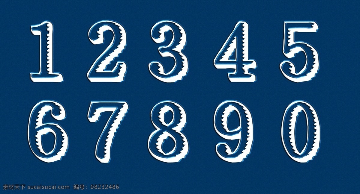 数字 艺术字 浮雕字 金属字 牌匾 阿拉伯数字 水晶字 高档数字 分层 蓝色
