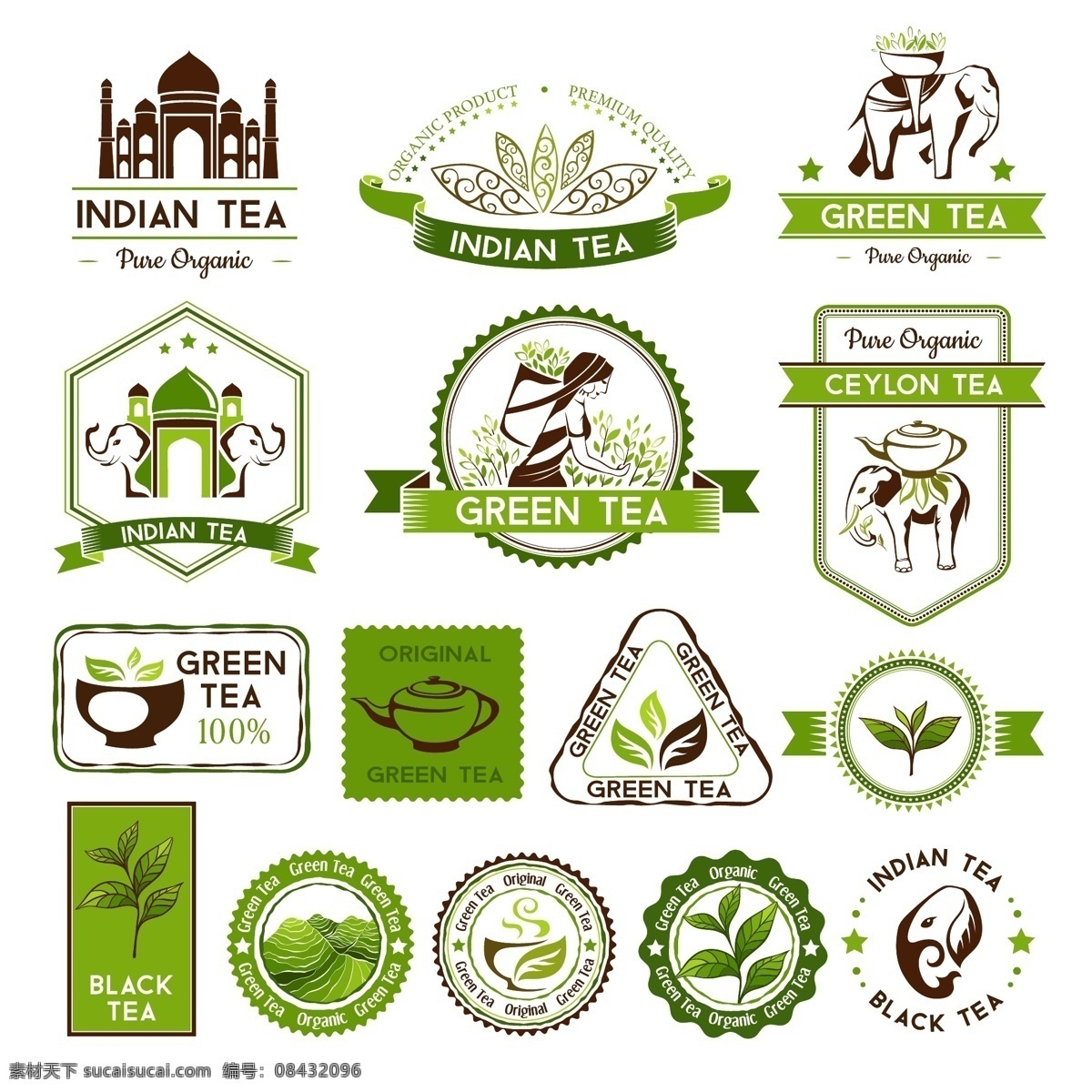 泰国绿茶标签 泰国主题 泰国 绿茶标签 绿茶 标签 茶标签 标贴 茶商标 茶logo