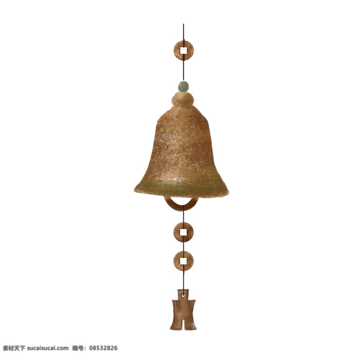古典 黄色 铃铛 风铃 纪念 小饰品 铜