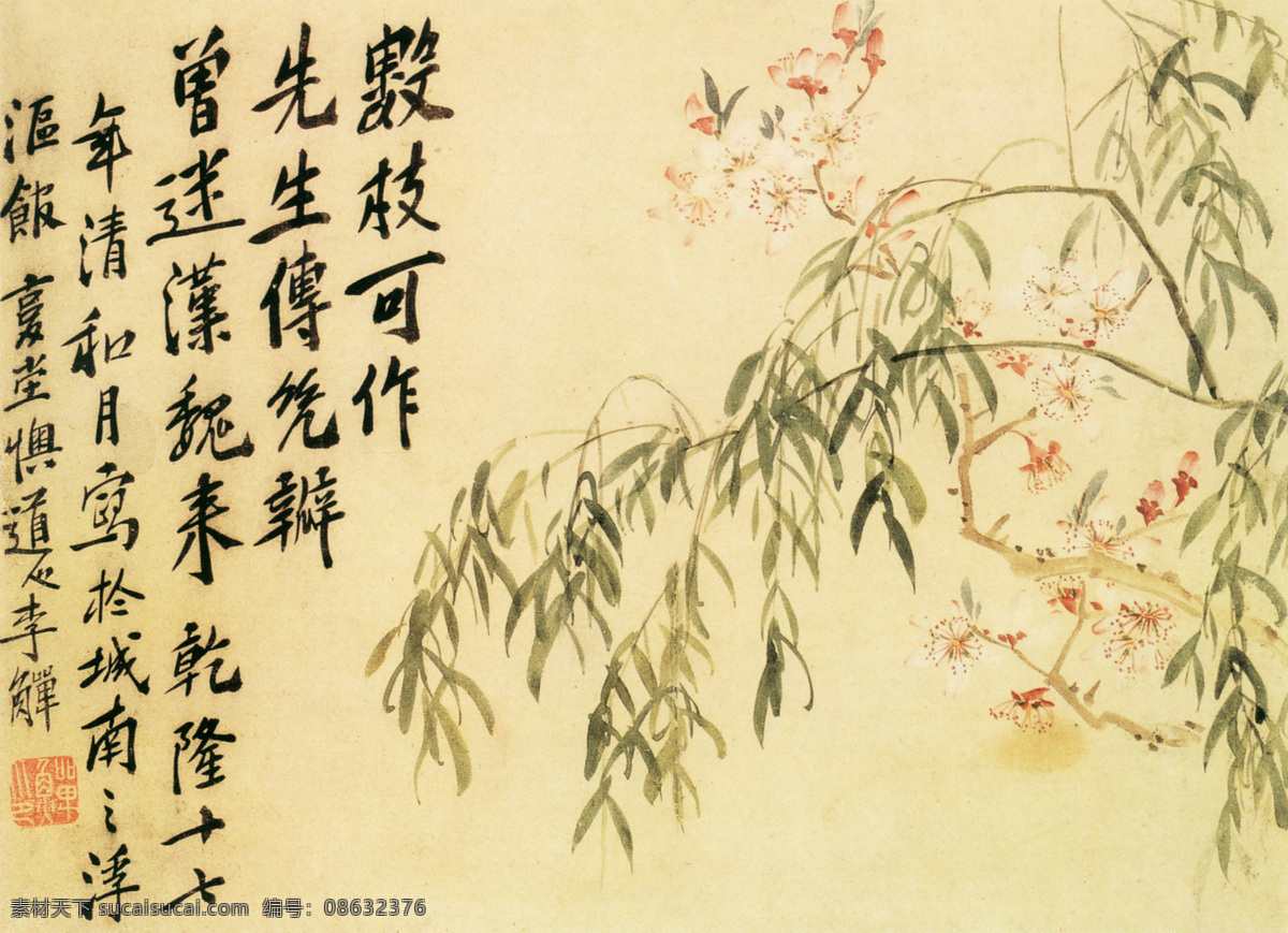牡丹花 白鹤 丹顶鹤 柳絮 梅花 飘絮 树干 树枝 杂草 植物 竹子 中国风 中华艺术绘画 文化艺术