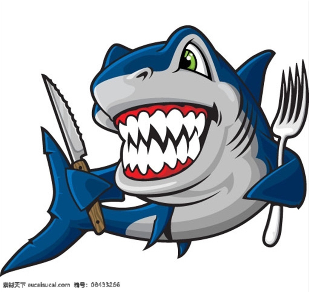 刀叉 鲨鱼 矢量 鱼类动物 餐饮 海鲜 卡通动物 卡通鲨鱼 海洋动物 鱼类 图案 手绘鲨鱼 动物 拿着刀叉鲨鱼 鲨鱼矢量图 矢量动植物 生物世界