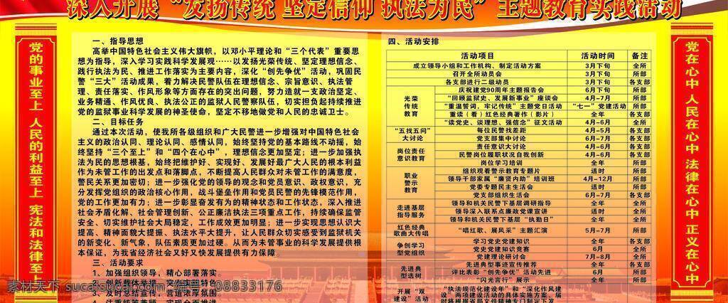党务 栏 展板 橱窗 对联 模版 天安门 五星红旗 展板模板 党务栏展板 红黄渐变底色 执法为民 矢量 其他展板设计