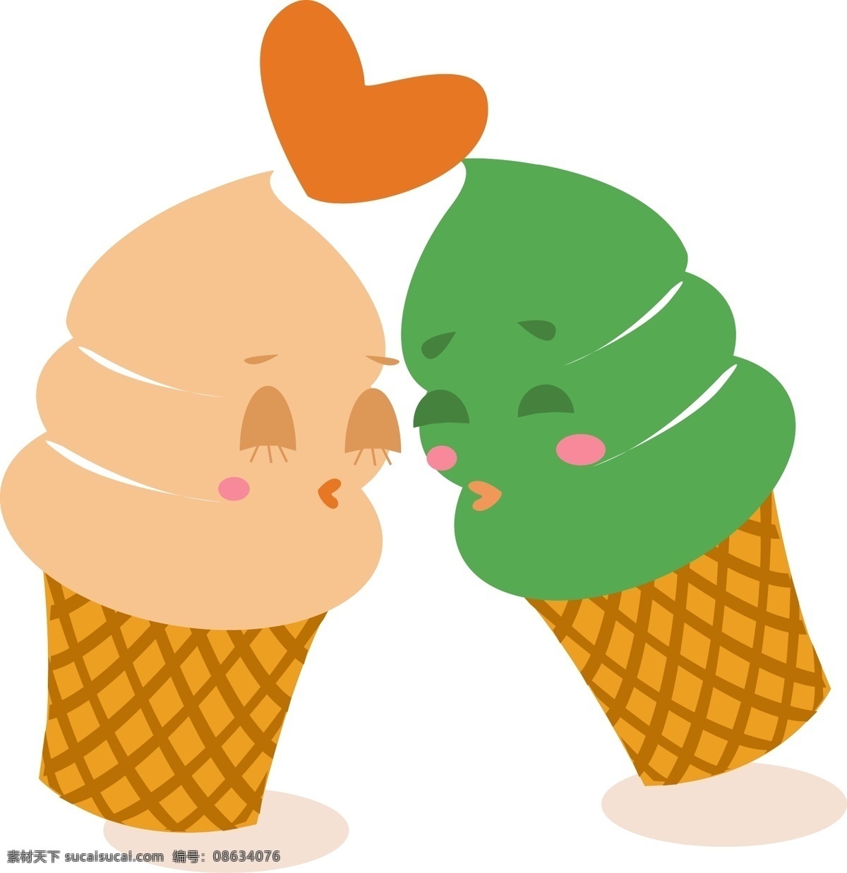 两个 可爱 冰淇淋 甜食 美食