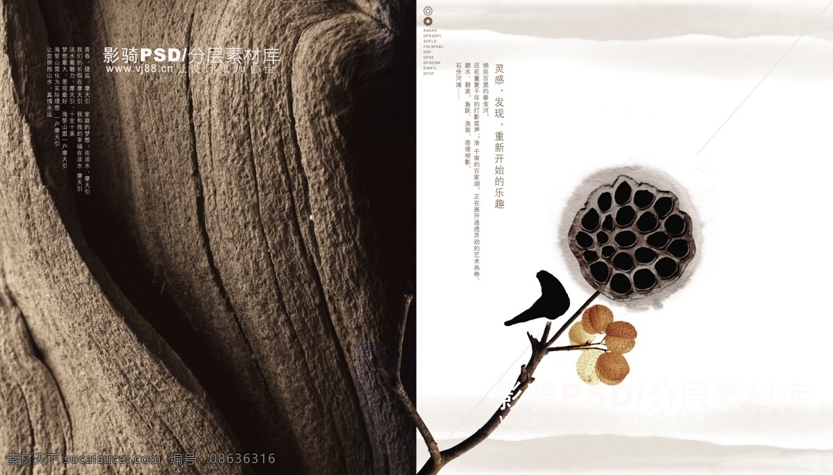源文件 psd源文件 荷叶 莲花 莲子 水墨画 中国风