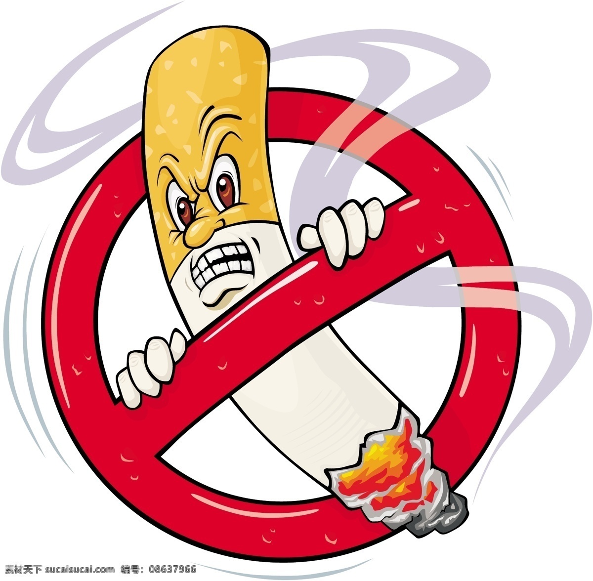 禁止吸烟图标 禁止吸烟 图标 卡通 吸烟 烟头 vi设计 矢量