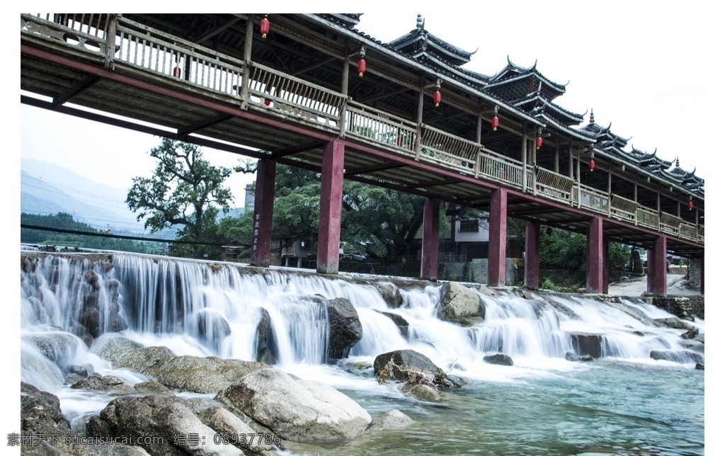 雨卜苗寨 雨卜 苗寨 风雨桥 桥梁 少数民族建筑 流水 自然景观 建筑景观