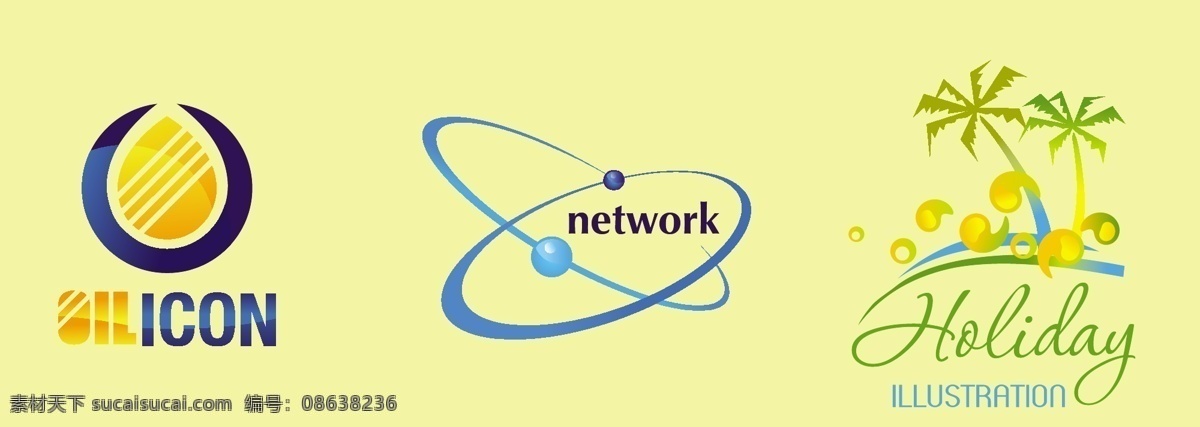 树 海边 标志设计 矢量图