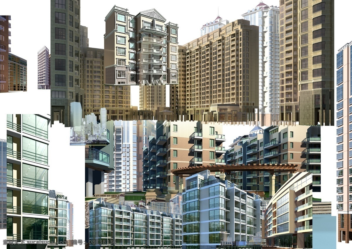 城市楼群 ps分层 楼群 后期 景观效果 园林效果 城市 建筑 后期素材 分层 源文件