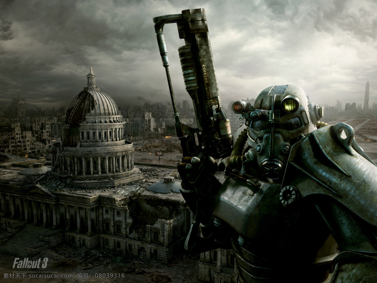 动漫动画 机器人 网络游戏 武装 战争 攻占 美国国会大厦 破败 天空阴沉 矢量图 现代科技
