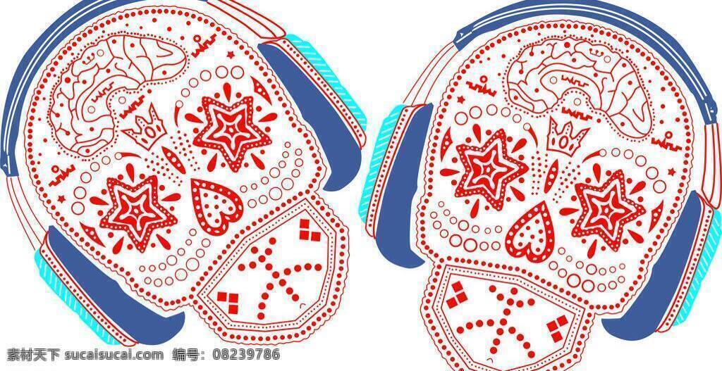 音乐免费下载 耳机 耳麦 分层素材 骷髅 矢量素材 文化艺术 舞蹈音乐 音乐 听音乐的骷髅 分辨率无限 矢量 psd源文件
