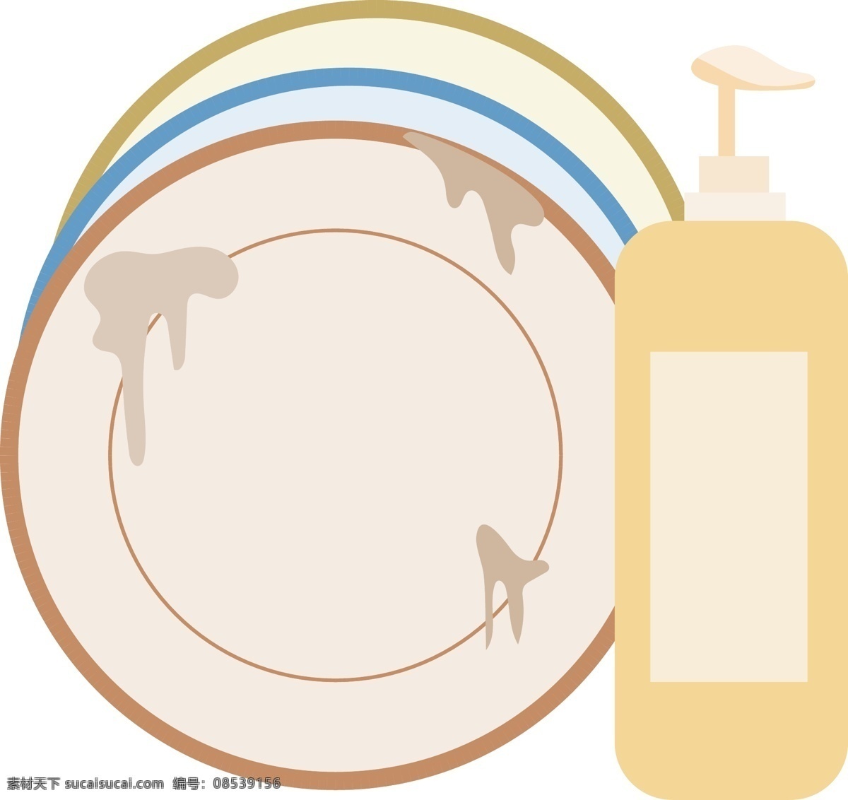 洗 盘子 餐具 矢量 装饰 图 元素 待洗的盘子 还没洗的盘子 洗洁精 洗涤 餐具厨房用品 小盘子 卡通 插图 餐碟