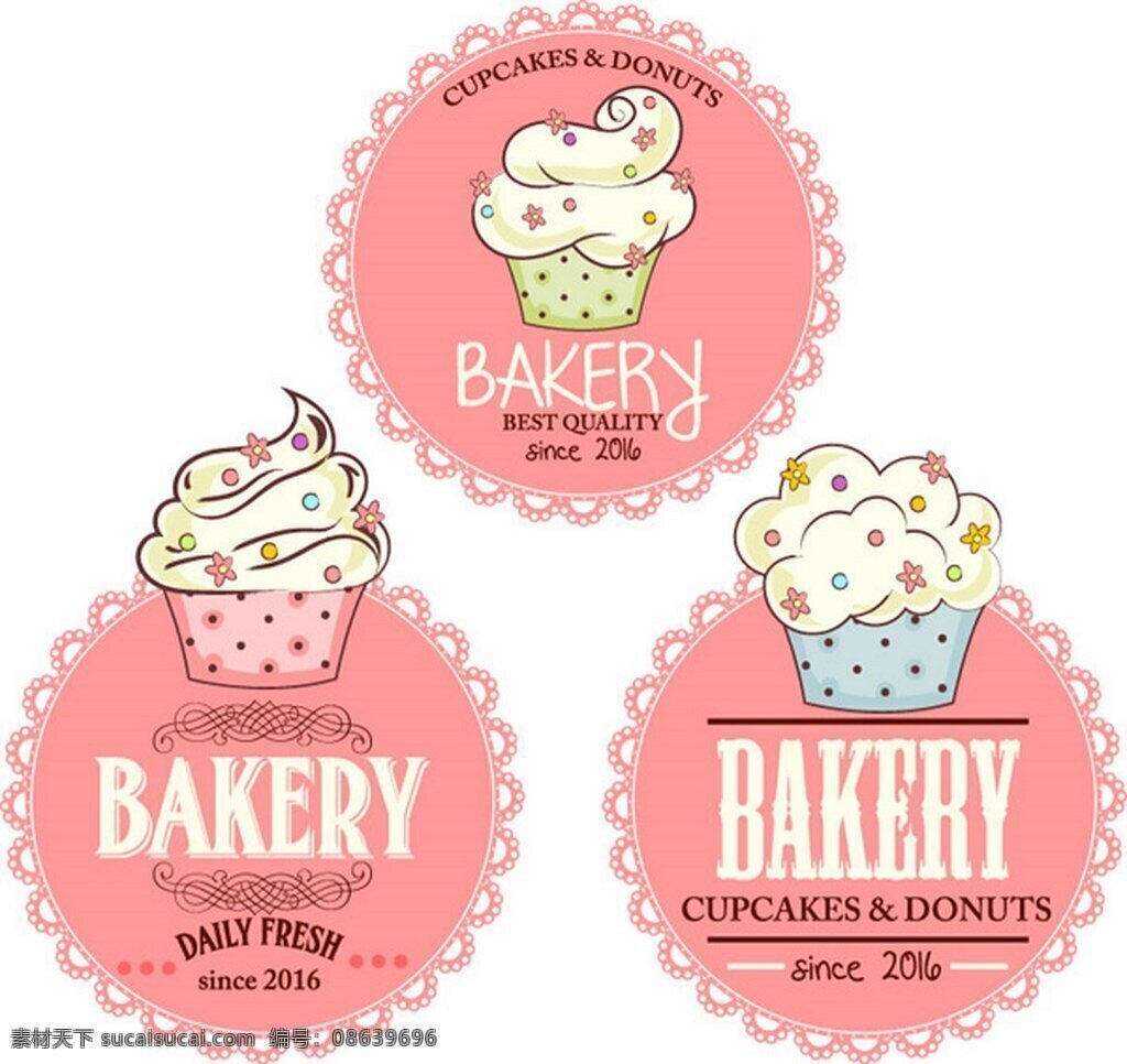 纸杯 蛋糕 标签 矢量 粉色 徽章 纸杯蛋糕 烘培食品 面包店 矢量图 ai格式